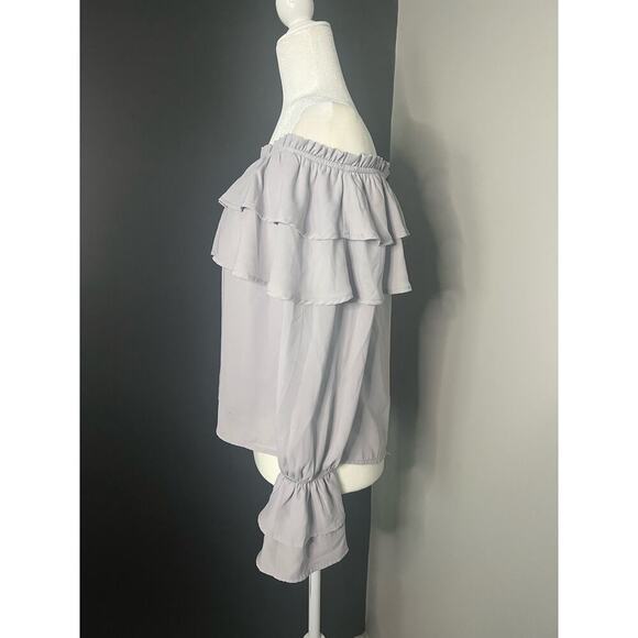 Pink Lily Woman’s Romantic Long Sleeve Ruffled Off The Shoulder Blouse- Size S - Picture 2 of 9